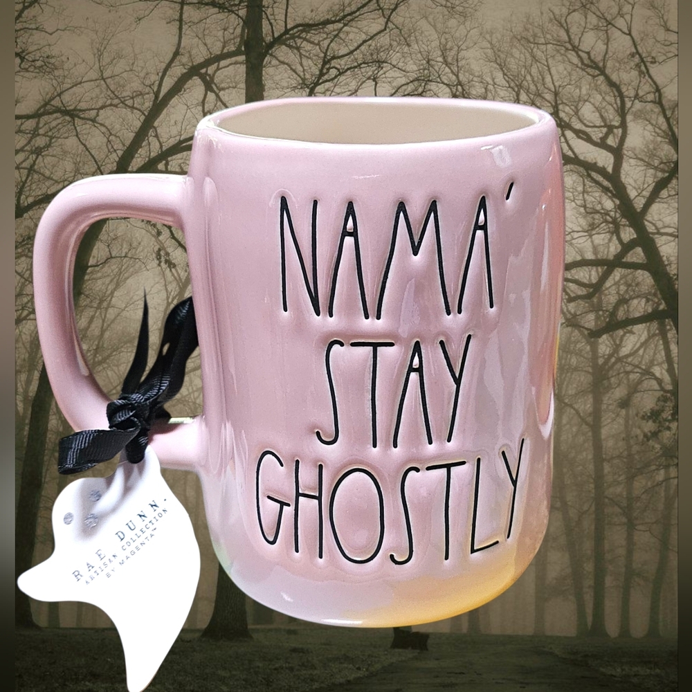 Rae Dunn Pink Namá Stay Ghostly Mug NWT -  Artisan Collection - Picture 2 of 6